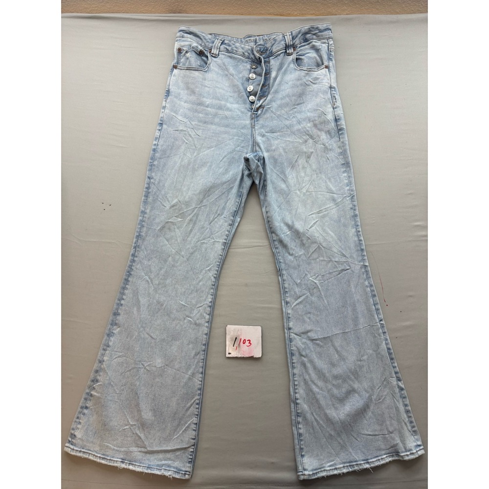American Eagle Ne(x)t Level Stretch Flare Jeans Light Wash Button Fly Size 18